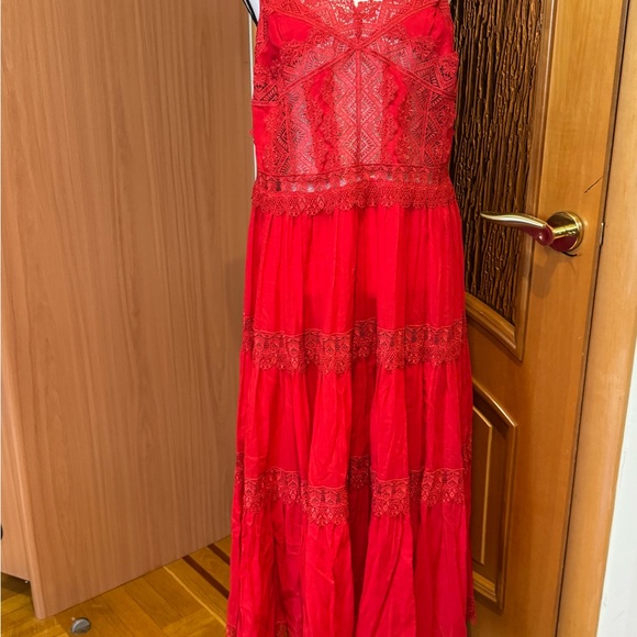 Charo Ruiz Red Lace Maxi Dress - Picture 5 of 16